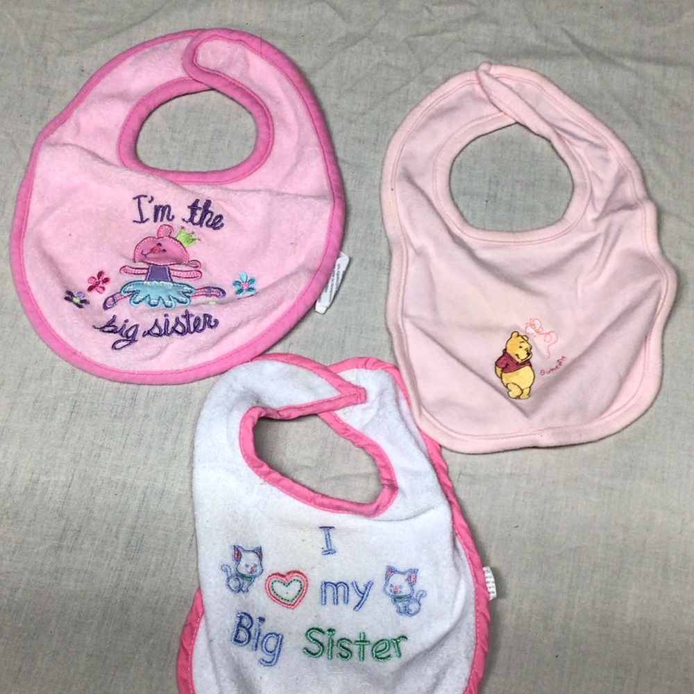 Disney Pink and White Big Sister Bib Trio